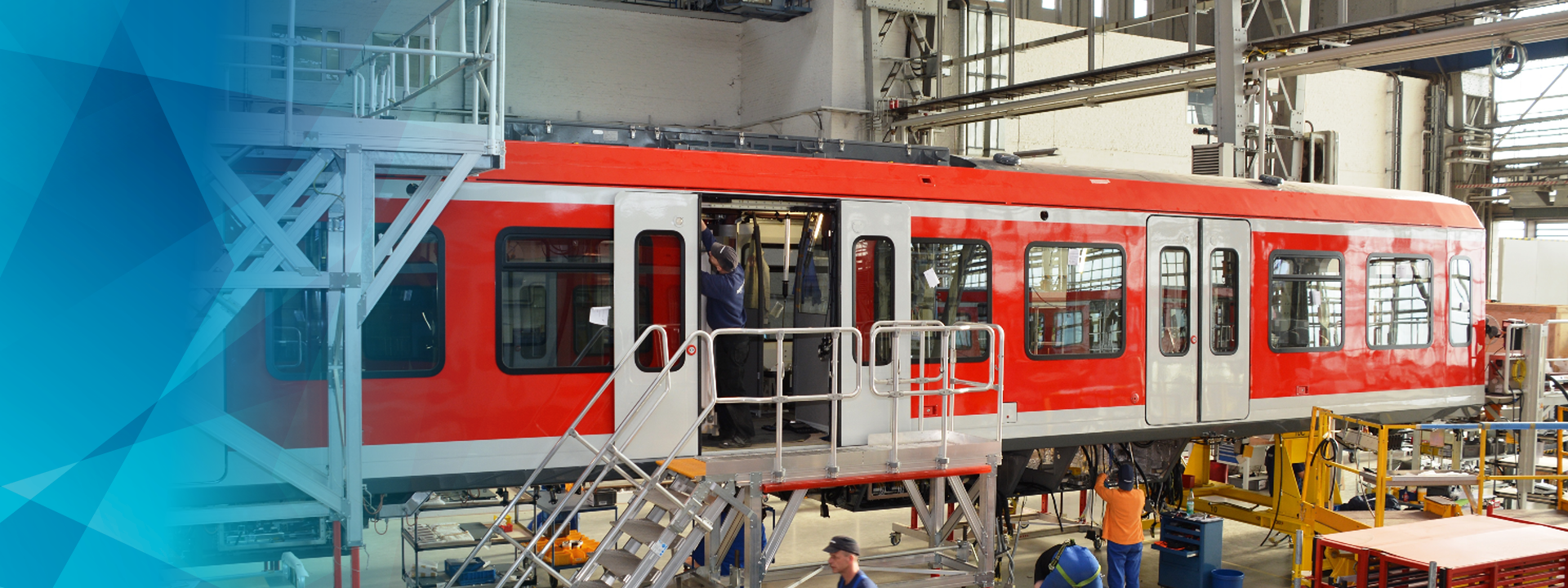 Train in a maintenance factory