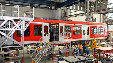 Train in a maintenance factory